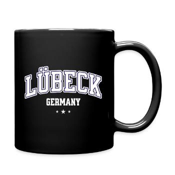 Lübeck Germany College Design Vintage City Motif - Full Colour Mug - black - Right