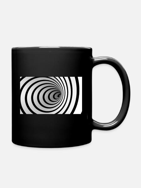 Black and White Spiral Vortex - Full Colour Mug - black