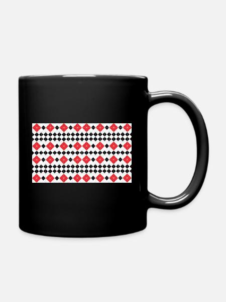 Bandes géométriques en losange rouge - Mug uni - noir