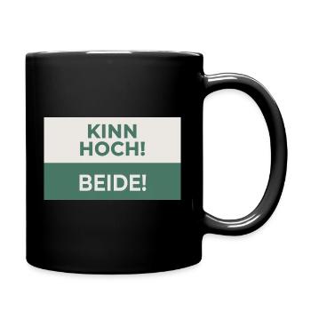 Kinn hoch! Beide! – Frecher Motivationsspruch - Tasse einfarbig - Schwarz - Rechts