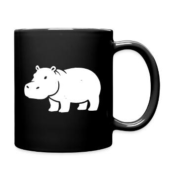 Nilpferd Silhouette Weiß - Tasse einfarbig - Schwarz - Rechts
