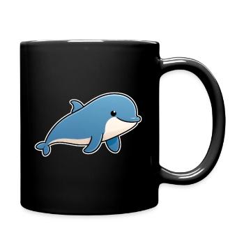 Blauer Delfin – freundlicher Meeresfreund - Tasse einfarbig - Schwarz - Rechts