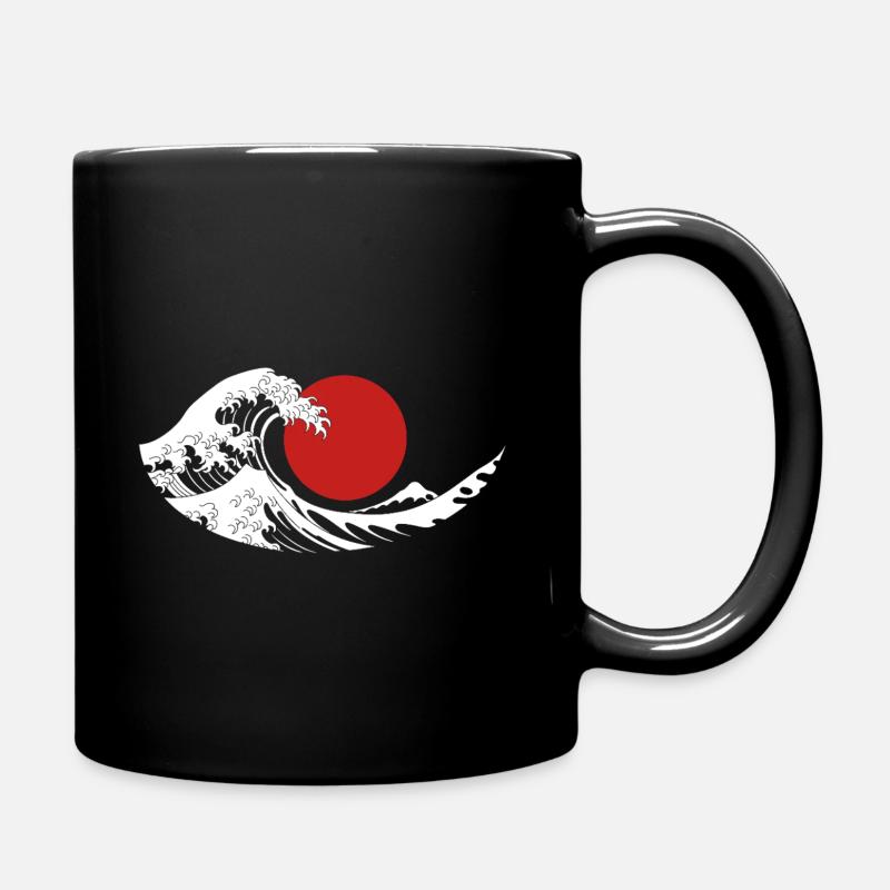 Esthétique japonaise du Soleil Rouge de la Grande Vague - Mug uni - noir