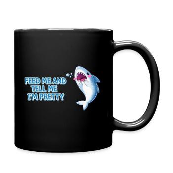 Feed Me and Tell Me I’m Pretty – Kawaii Shark Desi - Tasse einfarbig - Schwarz - Rechts