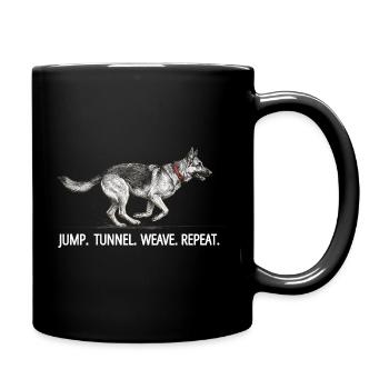 Agility Schäferhund Jump Tunnel Repeat - Tasse einfarbig - Schwarz - Rechts