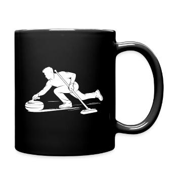 Curling Spieler Wintersport Eisstockschießen - Tasse einfarbig - Schwarz - Rechts