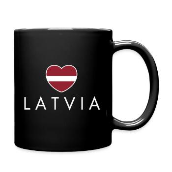 Cœur avec le drapeau lettone, j’aime la Lettonie - Mug uni - noir - Droite