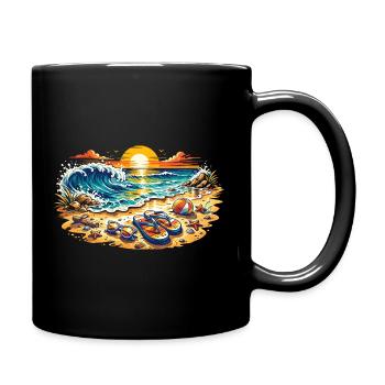 Sunset on the beach illustration - Full Colour Mug - black - Right