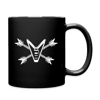 Gitarrenschädel und gekreuzte Knochen - Tasse einfarbig - Schwarz - Rechts