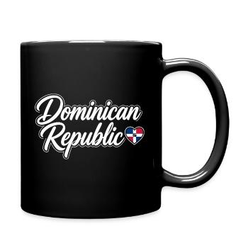 Dominican Republic Script with Flag Heart - Full Colour Mug - black - Right
