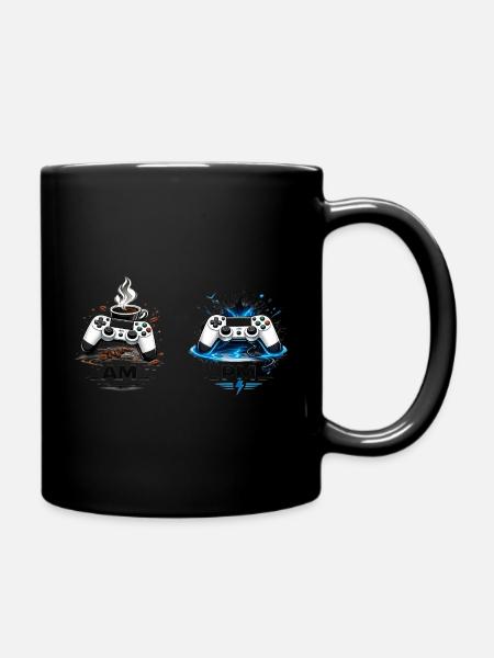 AM Coffee PM Gaming - Mug uni - noir
