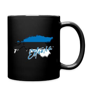 Carte avec le drapeau de l’Estonie, j’adore l’Estonie - Mug uni - noir - Droite