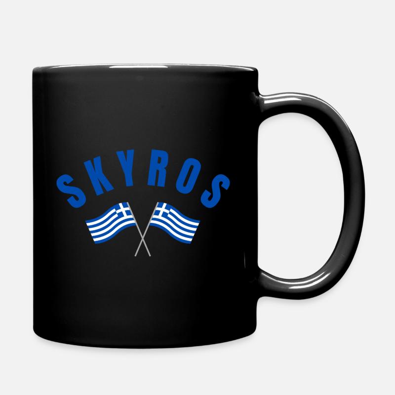 Skyros Greek Crossed Flags - Full Colour Mug - black