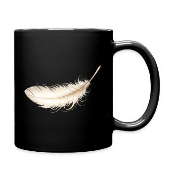 Delicate Goose Feather Elegant Vintage Design - Full Colour Mug - black - Right