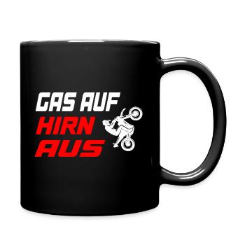 Gas_auf_Hirn_aus - Tasse einfarbig - Schwarz - Rechts