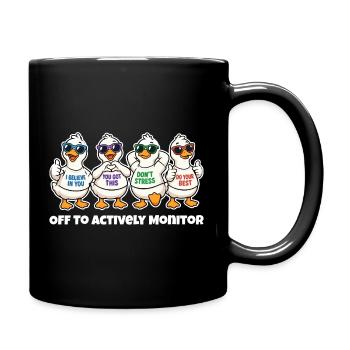 Lustige Motivations-Enten Actively Monitor - Tasse einfarbig - Schwarz - Rechts