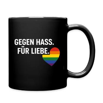Pride Geschenk Gegen Hass Für Liebe Fans - Tasse einfarbig - Schwarz - Rechts