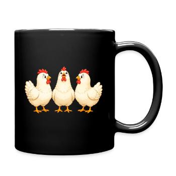 Hühner - Tasse einfarbig - Schwarz - Rechts