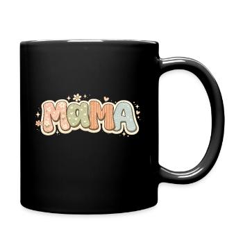 Vintage Mama Skull Groovy Skull Flowers Butterflies - Full Colour Mug - black - Right