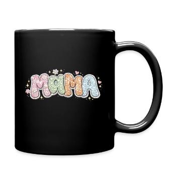 Mama Vintage Skull – Style Retro Groovy Crâne Fleu - Tasse einfarbig - Schwarz - Rechts
