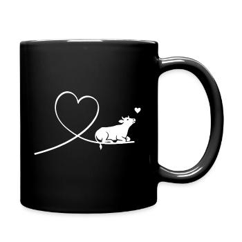 Kuh mit Herz Silhouette Tierschutz Vegan - Tasse einfarbig - Schwarz - Rechts
