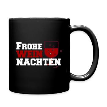 Frohe Weinachten Weinglas Design - Tasse einfarbig - Schwarz - Rechts