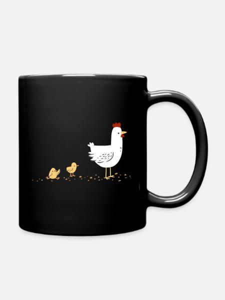 Huhn mit Küken  - Tasse einfarbig - Schwarz
