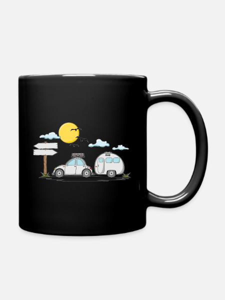 Wohnwagen mit Wunschtext – Perfekt für den Ruhesta - Tasse einfarbig - Schwarz