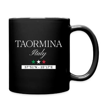 Taormina Italien Souvenir – Reise minimalistisch - Tasse einfarbig - Schwarz - Rechts