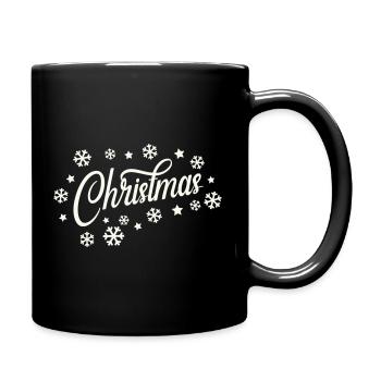 Weihnachtliches Script mit Schneeflocken - Tasse einfarbig - Schwarz - Rechts