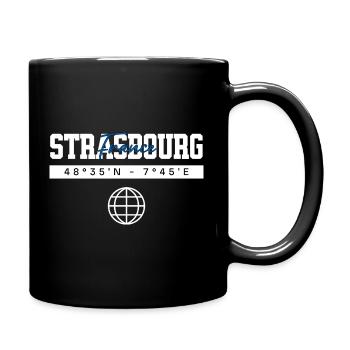 Straßburg Frankreich Koordinaten Reise Souvenir - Tasse einfarbig - Schwarz - Rechts