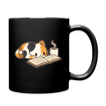 Lesepause mit Kaffee - Tasse einfarbig - Schwarz - Rechts