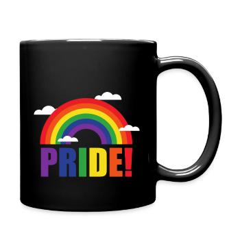 Pride Regenbogen mit Wolken | LGBT | Geschenkidee - Tasse einfarbig - Schwarz - Rechts