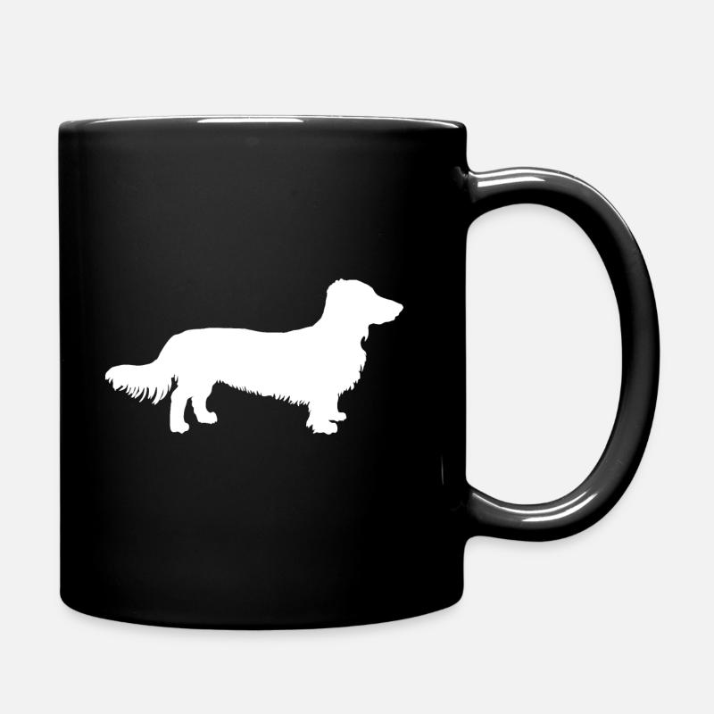 Langhaardackel Hund Dackel Geschenk Silhouette - Tasse einfarbig - Schwarz