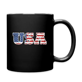 USA flag - Full Colour Mug - black - Right