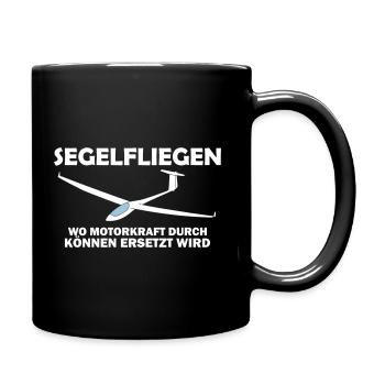Motorkraft Segelflieger Segelflugzeug Spruch - Tasse einfarbig - Schwarz - Rechts