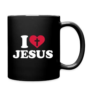 I love Jesus - Tasse einfarbig - Schwarz - Rechts
