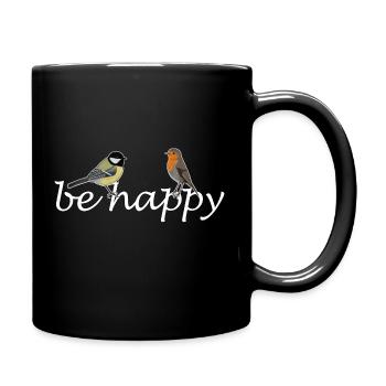 Be Happy Bird Robin Great Design - Full Colour Mug - black - Right