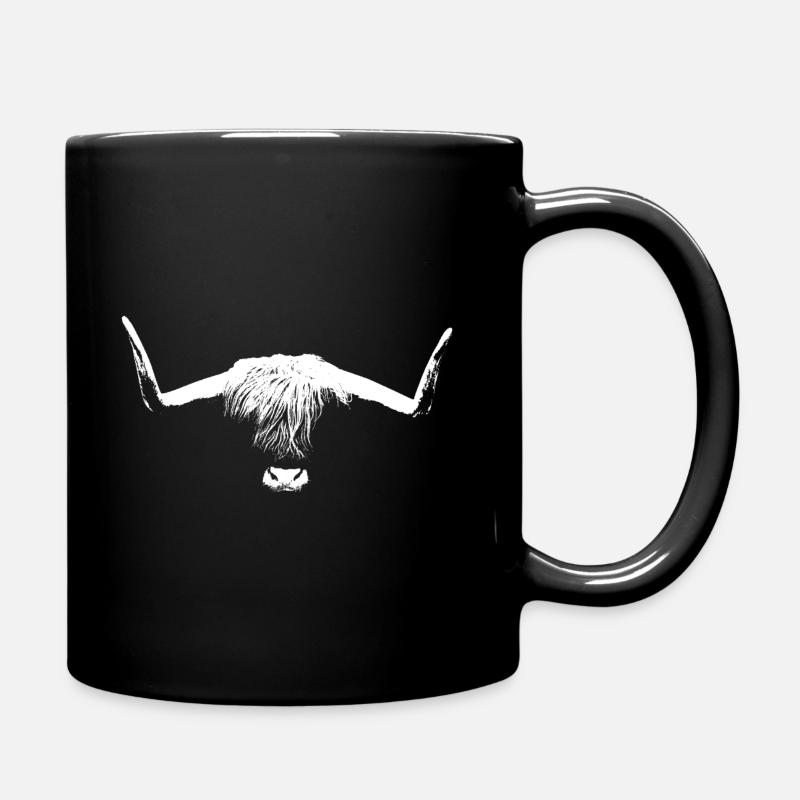 Head of a Highland Cattle Kopf eines Hochlandrinds - Tasse einfarbig - Schwarz