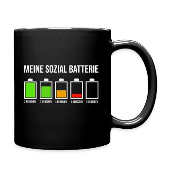 Sozial Batterie Informatiker nerd geek Geschenk - Tasse einfarbig - Schwarz - Rechts