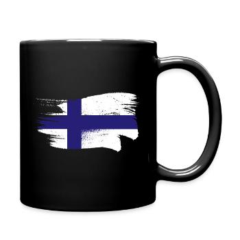 Finnland Flagge Suomi Finnische Fahne Used Look - Tasse einfarbig - Schwarz - Rechts