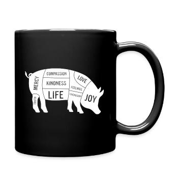 Vegan Pig Vegan Lifestyle Animal Protector Peta - Full Colour Mug - black - Right