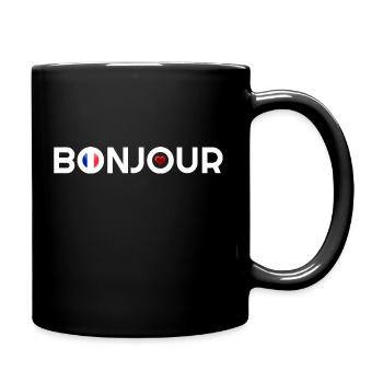 Bonjour, Französisch Bonjour, Bonjour Hoodies,Hallo - Tasse einfarbig - Schwarz - Rechts