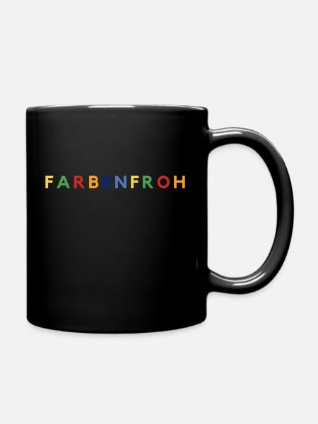 Buntes Typografisches T Shirt Farbenfroh - Tasse einfarbig - Schwarz