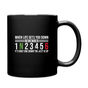 Motorcyclist Motorcycle - When life gets you down - Full Colour Mug - black - Right