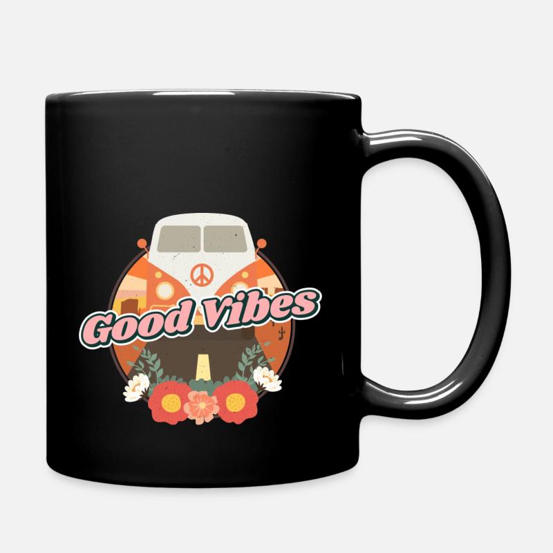 t shirt summer good vibes bully flowers - Tasse einfarbig - Schwarz