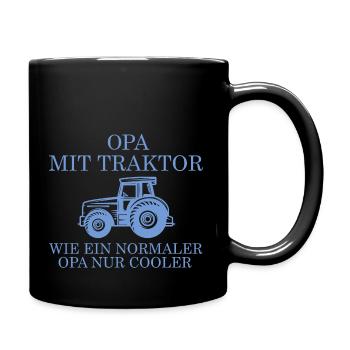 Opa mit traktor Landwirt Geschenk Tierliebhaber - Tasse einfarbig - Schwarz - Rechts