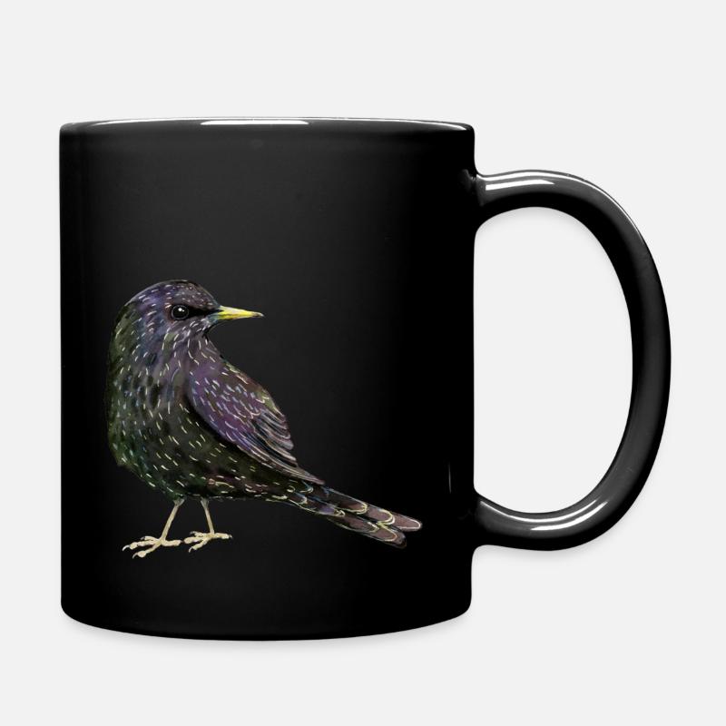 Eine Aquarellzeichnung eines Stares - Tasse einfarbig - Schwarz