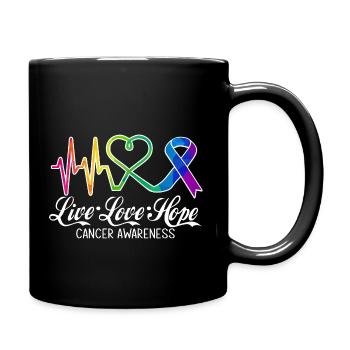 Live Love Hope Cancer Awareness Colorful Symbols - Full Colour Mug - black - Right