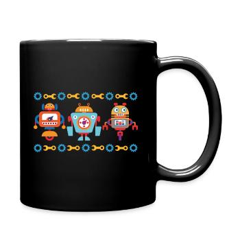 Drei kleine Roboter - Tasse einfarbig - Schwarz - Rechts
